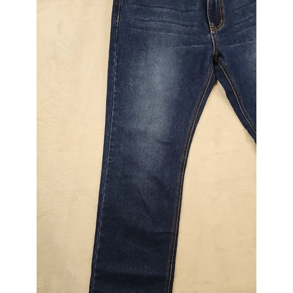 KDNK Mens 34‎ x 30 Denim Jeans Straight Leg Medium Wash Solid Blue